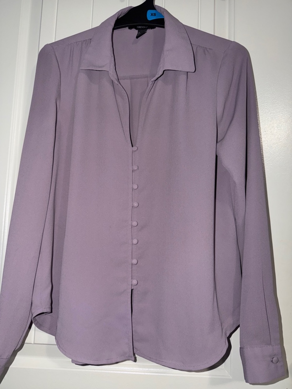 Forever 21 Lilac Button-Front Long Sleeve Shirt